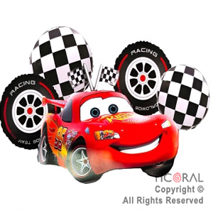 SET DE GLOBOS METALIZADO CARS RAYO MCQUEEN 5 UNIDADES X 1
